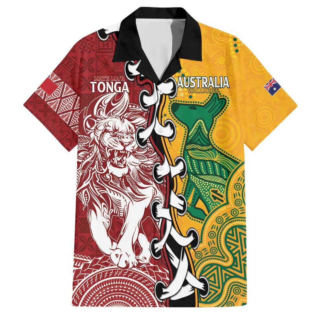 Mate Ma'a Tonga Vs Australia Rugby Personalized Family Matching Short Sleeve Bodycon Dress and Hawaiian Shirt Special Mascots