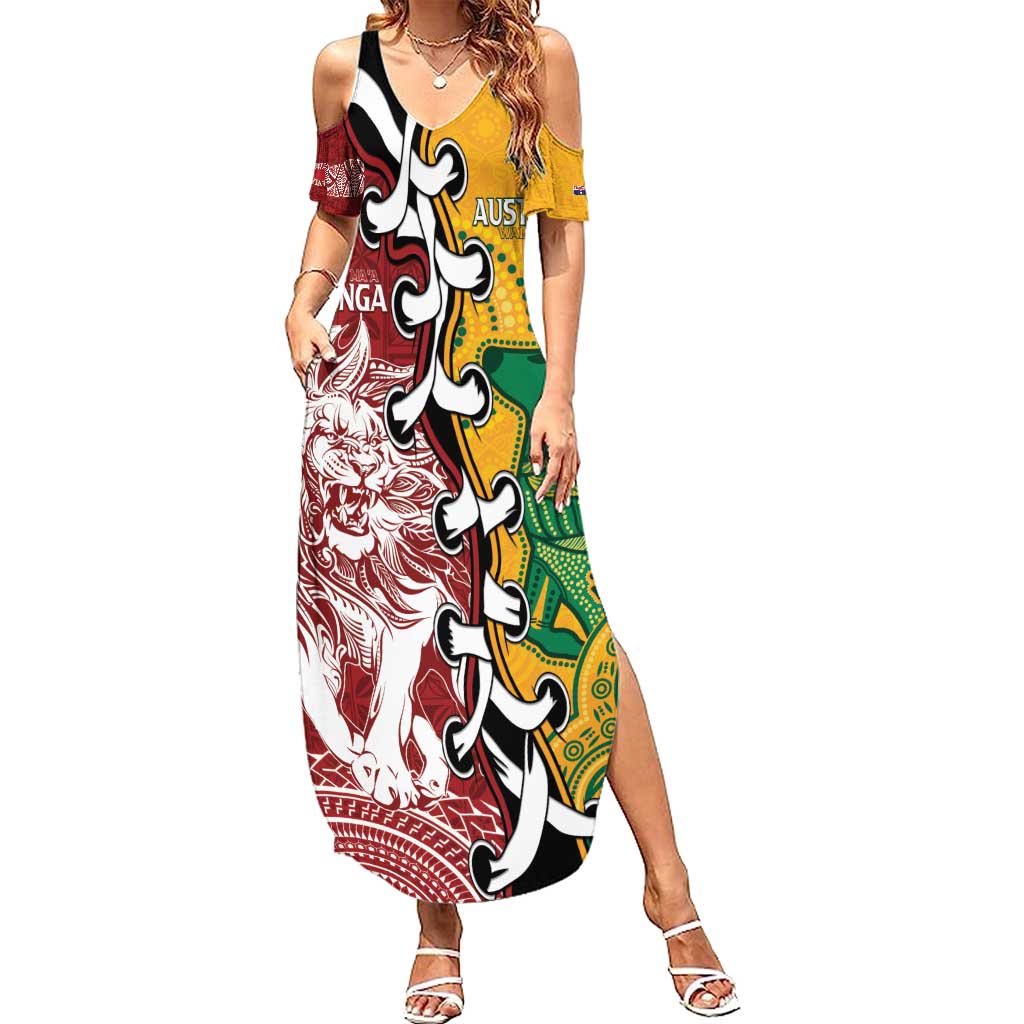 Mate Ma'a Tonga Vs Australia Rugby Personalized Family Matching Summer Maxi Dress and Hawaiian Shirt Special Mascots