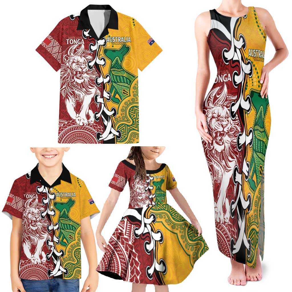 Mate Ma'a Tonga Vs Australia Rugby Personalized Family Matching Tank Maxi Dress and Hawaiian Shirt Special Mascots