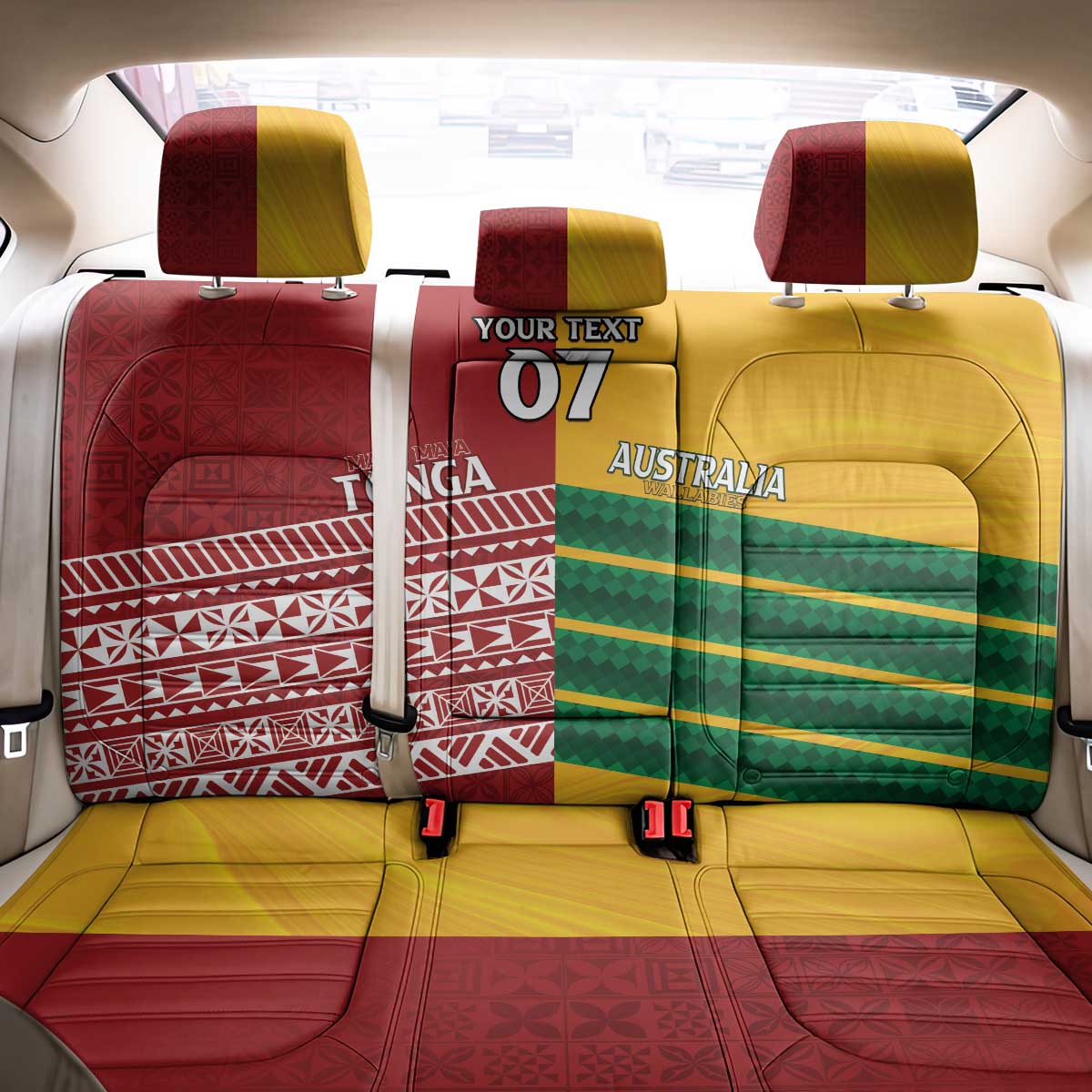 Australia - Tonga Rugby Custom Back Car Seat Cover Minimalist Dynamic