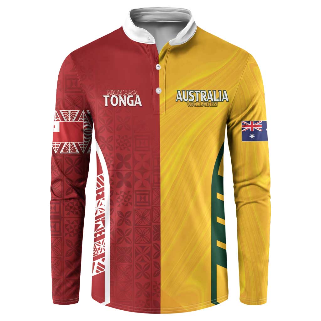 Australia - Tonga Rugby Custom Button Sweatshirt Minimalist Dynamic