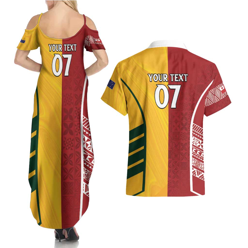 Australia - Tonga Rugby Custom Couples Matching Summer Maxi Dress and Hawaiian Shirt Minimalist Dynamic