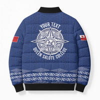 Queen Salote College 100 Years Anniversary Personalized Bomber Puffer Jacket Tonga QSC Royal Blue - Polynesian Pride