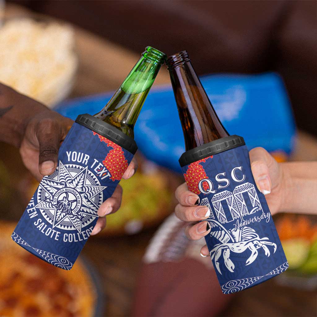 Queen Salote College 100 Years Anniversary Personalized 4 in 1 Can Cooler Tumbler Tonga QSC Royal Blue - Polynesian Pride