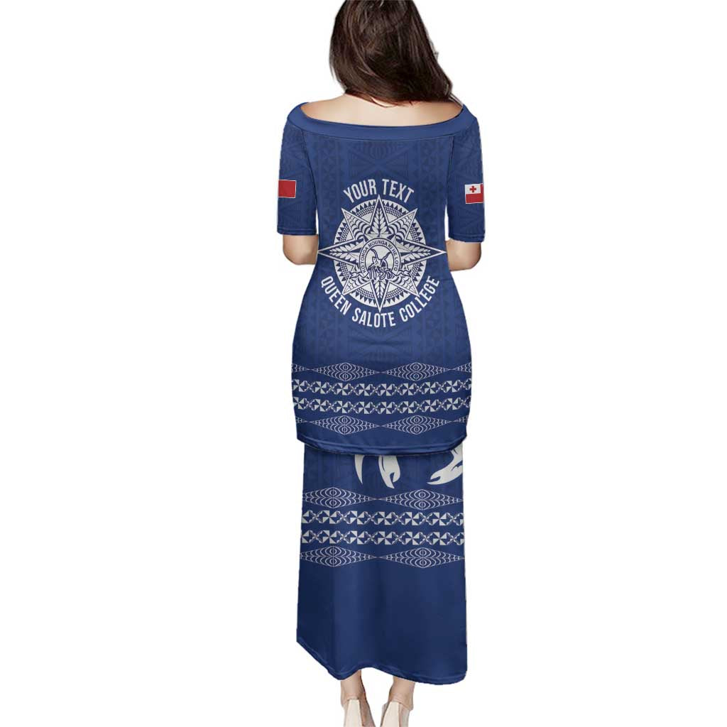 Queen Salote College 100 Years Anniversary Personalized Family Matching Puletasi and Hawaiian Shirt Tonga QSC Royal Blue - Polynesian Pride