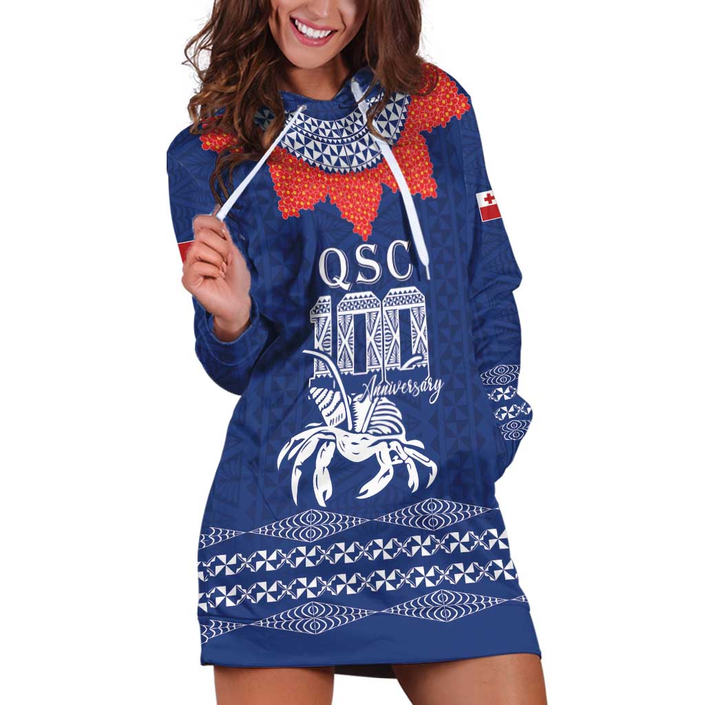Queen Salote College 100 Years Anniversary Personalized Hoodie Dress Tonga QSC Royal Blue - Polynesian Pride
