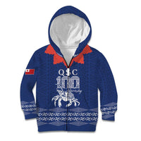 Queen Salote College 100 Years Anniversary Personalized Kid Hoodie Tonga QSC Royal Blue - Polynesian Pride