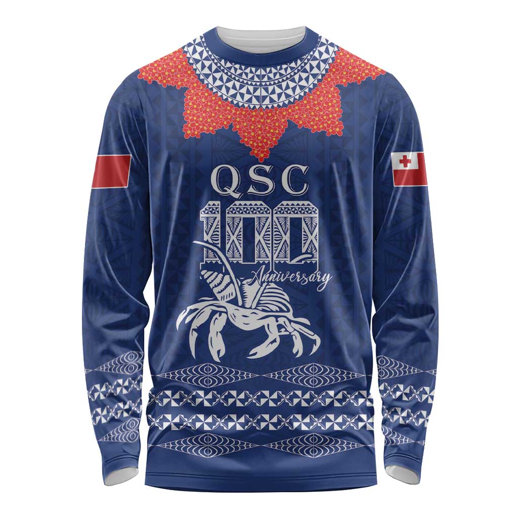 Queen Salote College 100 Years Anniversary Personalized Long Sleeve Shirt Tonga QSC Royal Blue - Polynesian Pride