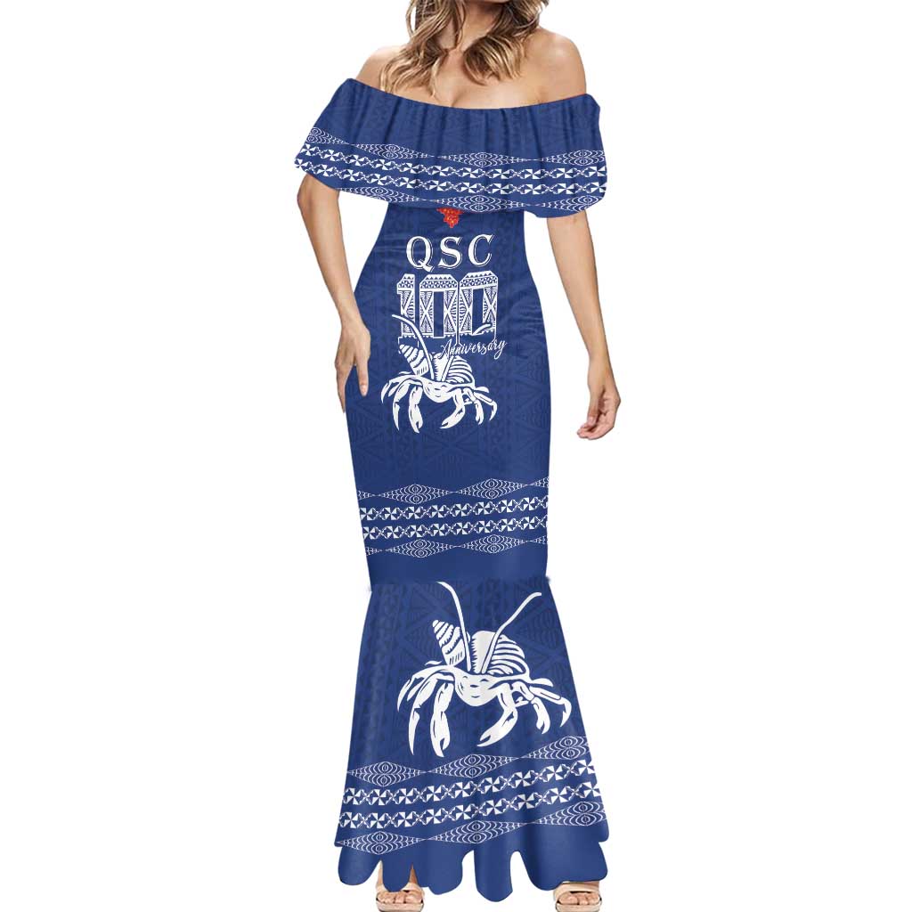Queen Salote College 100 Years Anniversary Personalized Mermaid Dress Tonga QSC Royal Blue - Polynesian Pride