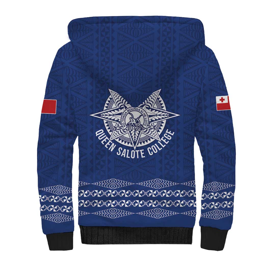 Queen Salote College 100 Years Anniversary Personalized Sherpa Hoodie Tonga QSC Royal Blue - Polynesian Pride
