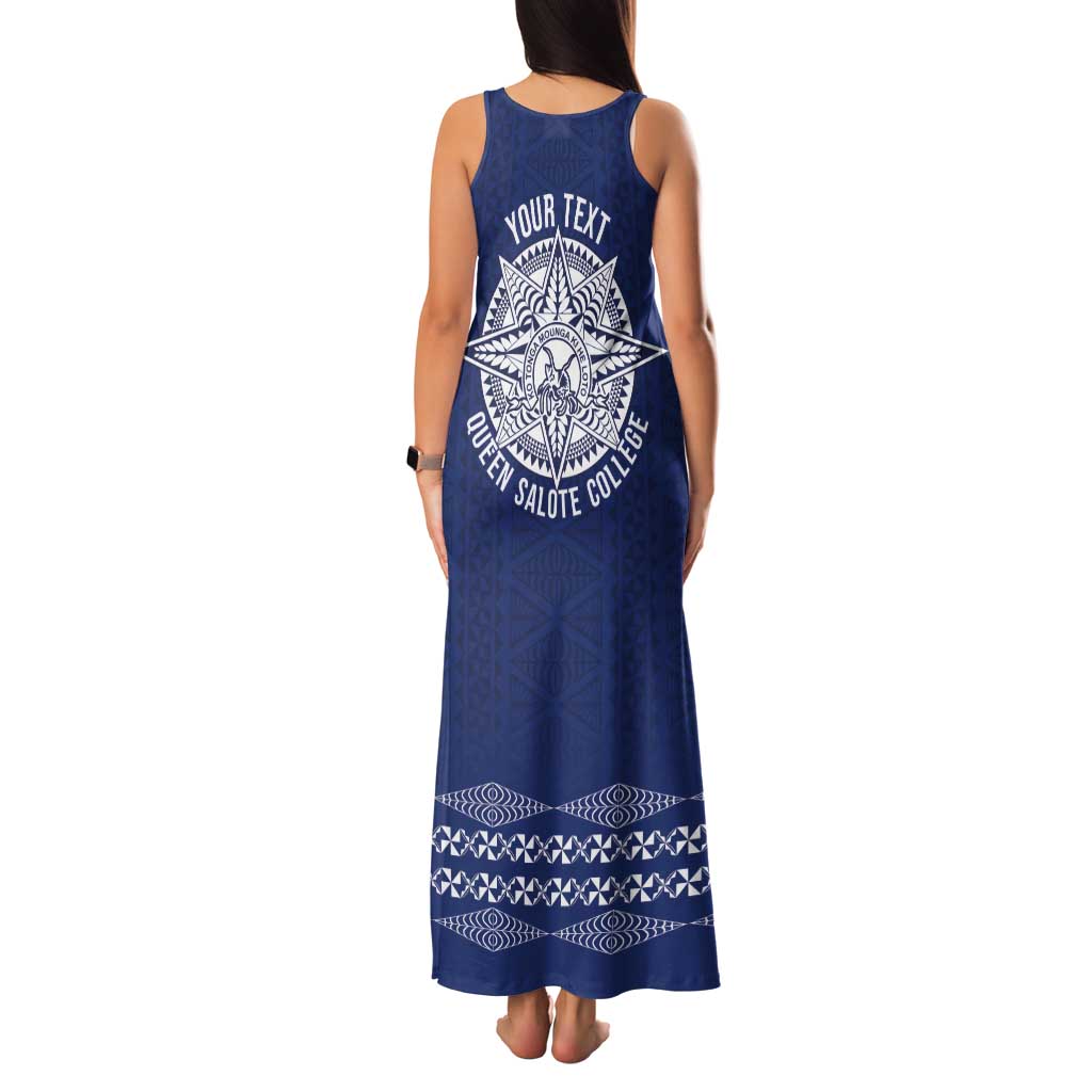 Queen Salote College 100 Years Anniversary Personalized Tank Maxi Dress Tonga QSC Royal Blue - Polynesian Pride