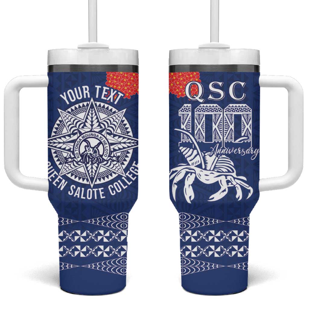 Queen Salote College 100 Years Anniversary Personalized Tumbler With Handle Tonga QSC Royal Blue - Polynesian Pride