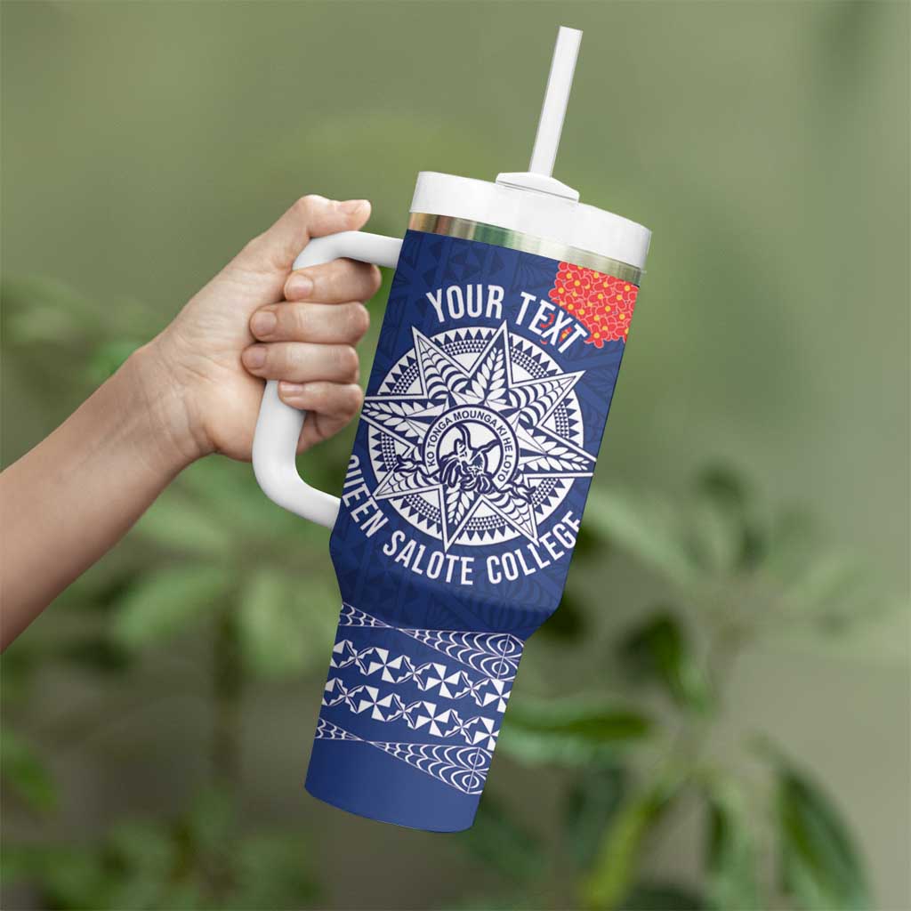 Queen Salote College 100 Years Anniversary Personalized Tumbler With Handle Tonga QSC Royal Blue - Polynesian Pride