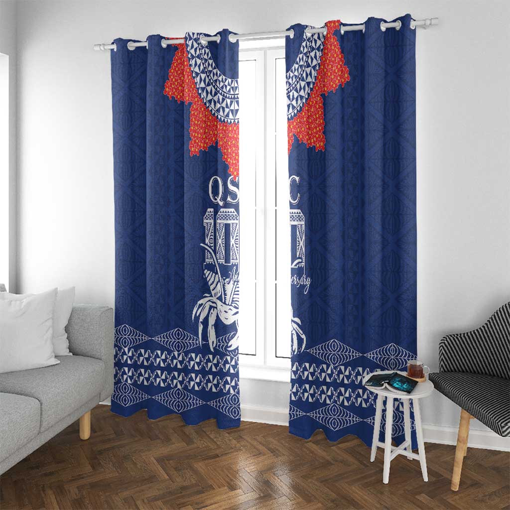 Queen Salote College 100 Years Anniversary Window Curtain Tonga QSC Royal Blue - Polynesian Pride