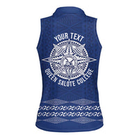 Queen Salote College 100 Years Anniversary Personalized Women Sleeveless Polo Shirt Tonga QSC Royal Blue - Polynesian Pride