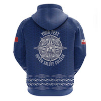 Queen Salote College 100 Years Anniversary Personalized Zip Hoodie Tonga QSC Royal Blue - Polynesian Pride