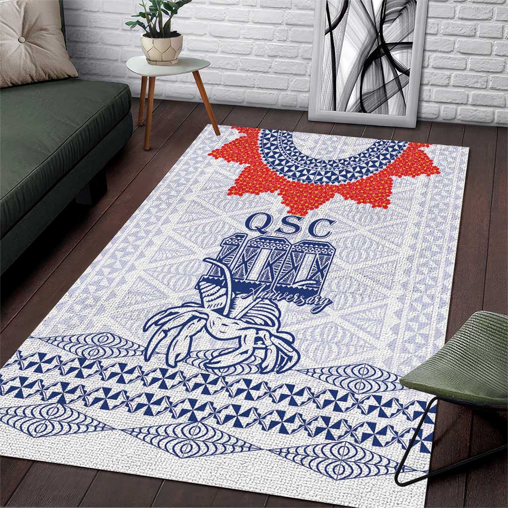 Queen Salote College 100 Years Anniversary Area Rug Tonga QSC White - Polynesian Pride