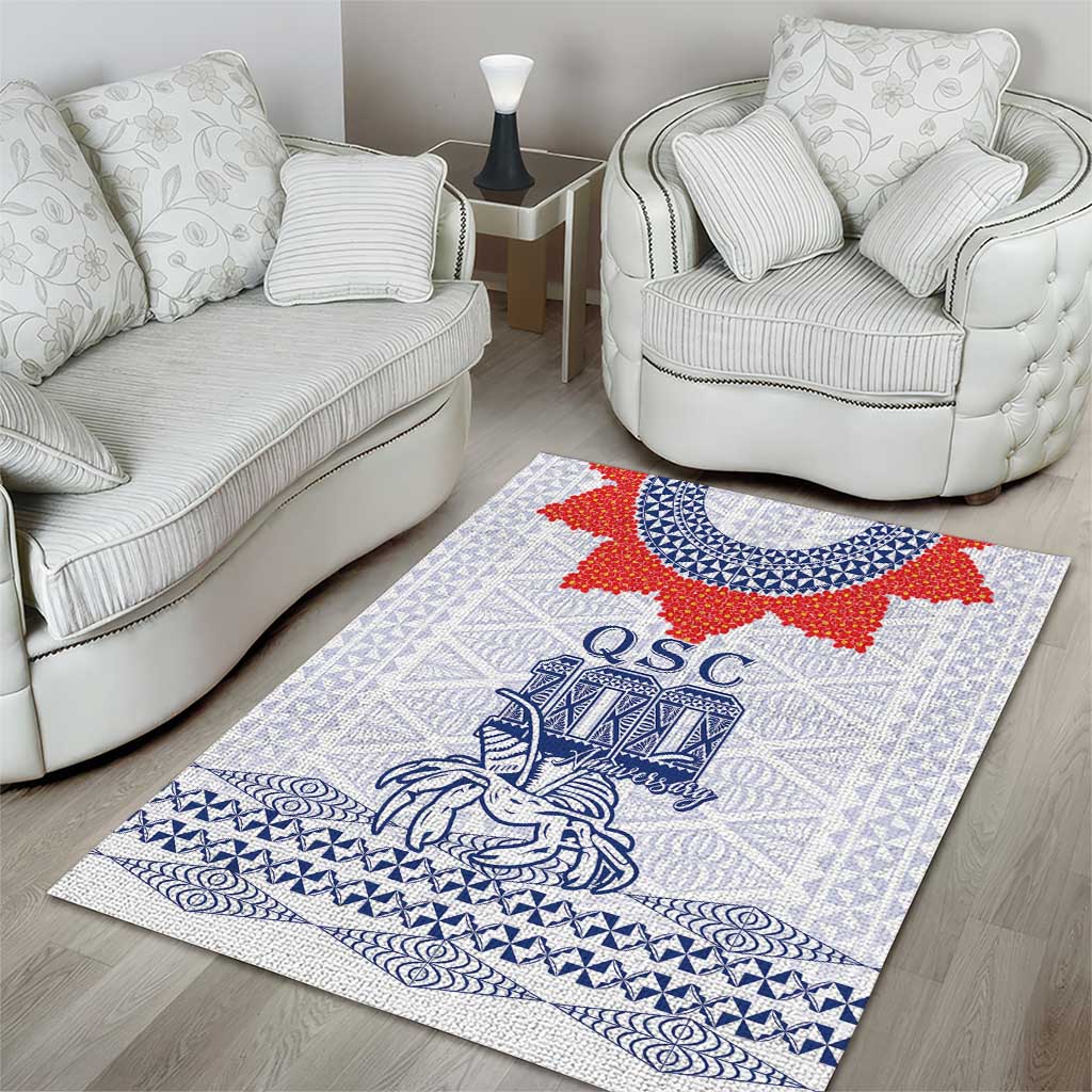 Queen Salote College 100 Years Anniversary Area Rug Tonga QSC White - Polynesian Pride