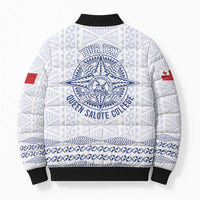 Queen Salote College 100 Years Anniversary Personalized Bomber Puffer Jacket Tonga QSC White - Polynesian Pride