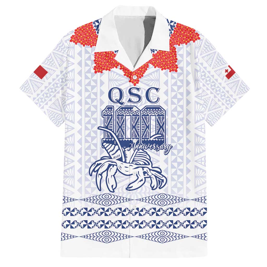 Queen Salote College 100 Years Anniversary Personalized Hawaiian Shirt Tonga QSC White - Polynesian Pride