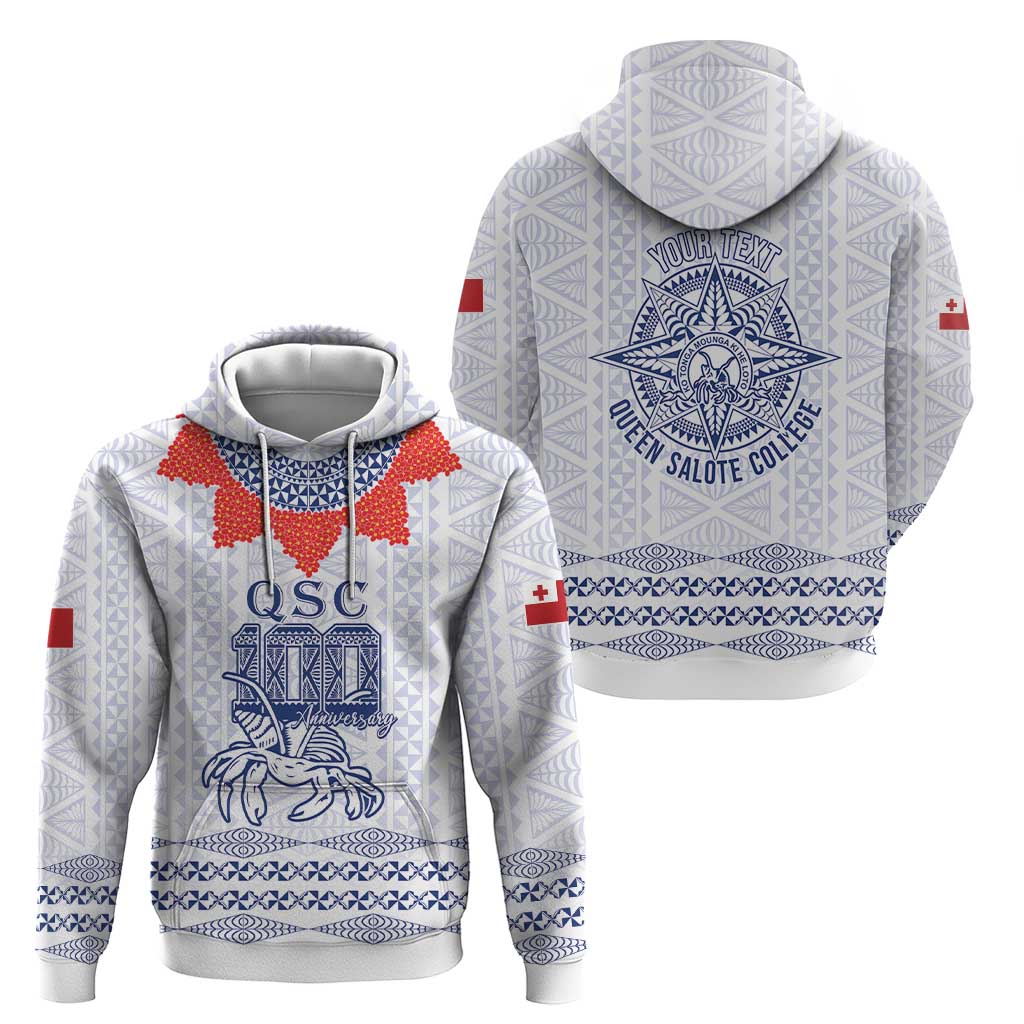 Queen Salote College 100 Years Anniversary Personalized Hoodie Tonga QSC White - Polynesian Pride