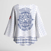 Queen Salote College 100 Years Anniversary Personalized Kimono Sleeve Blouse Tonga QSC White - Polynesian Pride