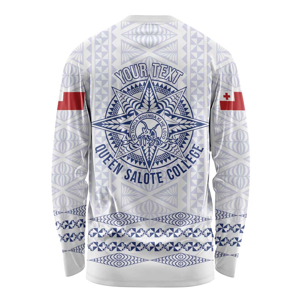 Queen Salote College 100 Years Anniversary Personalized Long Sleeve Shirt Tonga QSC White - Polynesian Pride