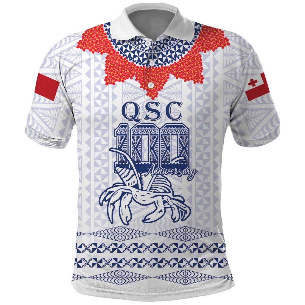 Queen Salote College 100 Years Anniversary Personalized Polo Shirt Tonga QSC White - Polynesian Pride