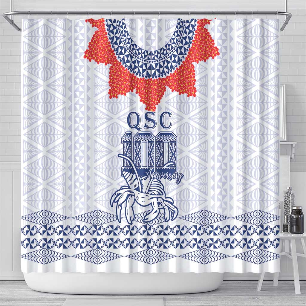 Queen Salote College 100 Years Anniversary Shower Curtain Tonga QSC White - Polynesian Pride