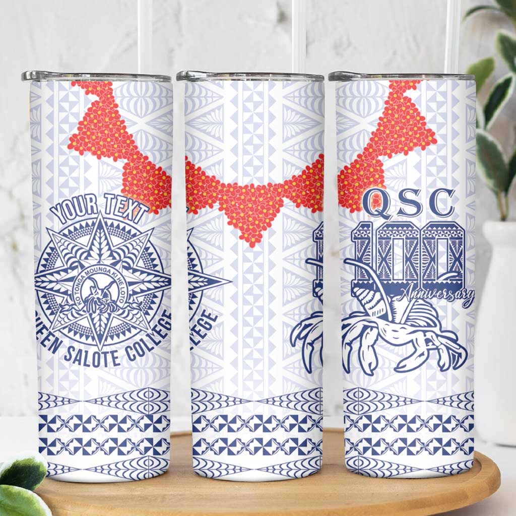 Queen Salote College 100 Years Anniversary Personalized Skinny Tumbler Tonga QSC White - Polynesian Pride