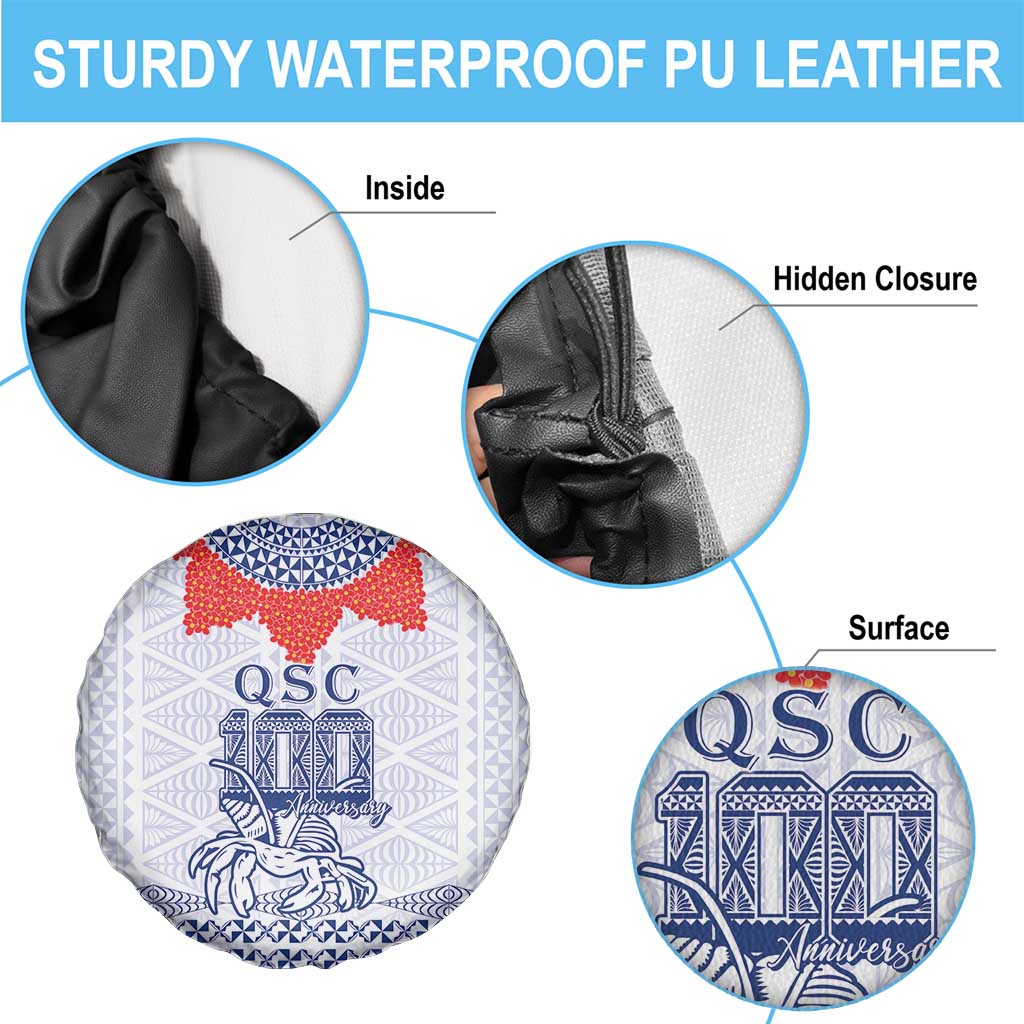 Queen Salote College 100 Years Anniversary Spare Tire Cover Tonga QSC White - Polynesian Pride