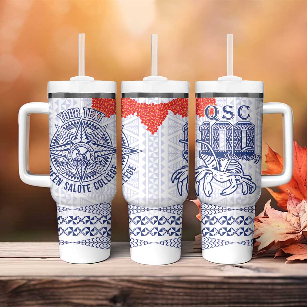 Queen Salote College 100 Years Anniversary Personalized Tumbler With Handle Tonga QSC White - Polynesian Pride