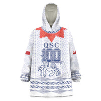 Queen Salote College 100 Years Anniversary Personalized Wearable Blanket Hoodie Tonga QSC White - Polynesian Pride