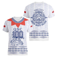 Queen Salote College 100 Years Anniversary Personalized Women V-Neck T-Shirt Tonga QSC White - Polynesian Pride