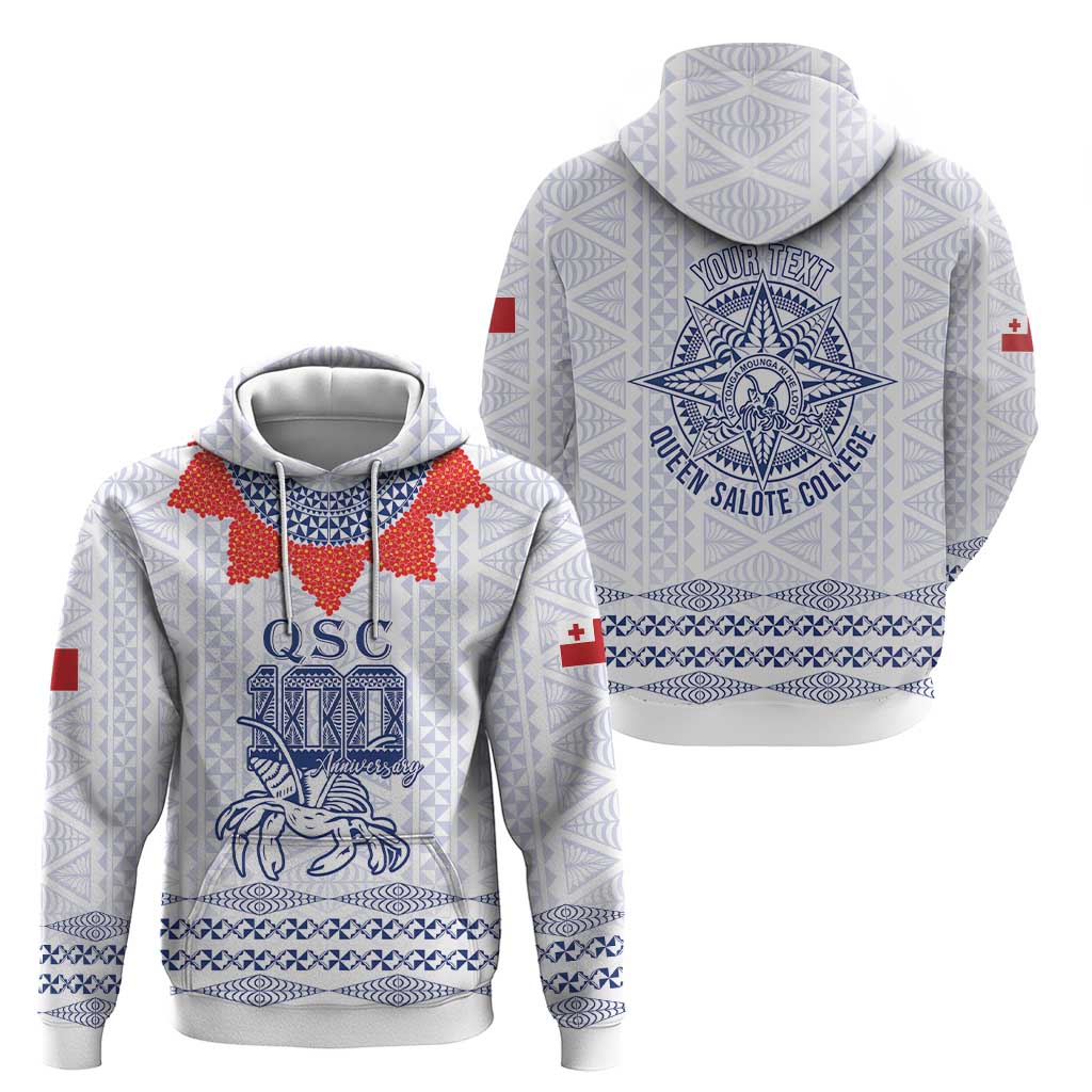 Queen Salote College 100 Years Anniversary Personalized Zip Hoodie Tonga QSC White - Polynesian Pride