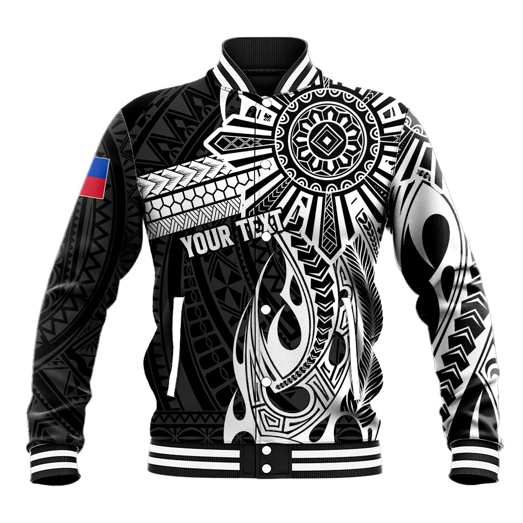 Personalised Philippines Baseball Jacket Tribal Sun LT7 Unisex Black - Polynesian Pride