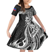 Personalised Philippines Kid Short Sleeve Dress Tribal Sun LT7 KID Black - Polynesian Pride