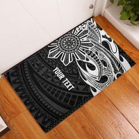 Personalised Philippines Rubber Doormat Tribal Sun LT7 Black - Polynesian Pride