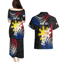 Personalised Philippines Tribal Couples Matching Puletasi Dress and Hawaiian Shirt Mix Plumeria - Flag Colors LT7 - Polynesian Pride