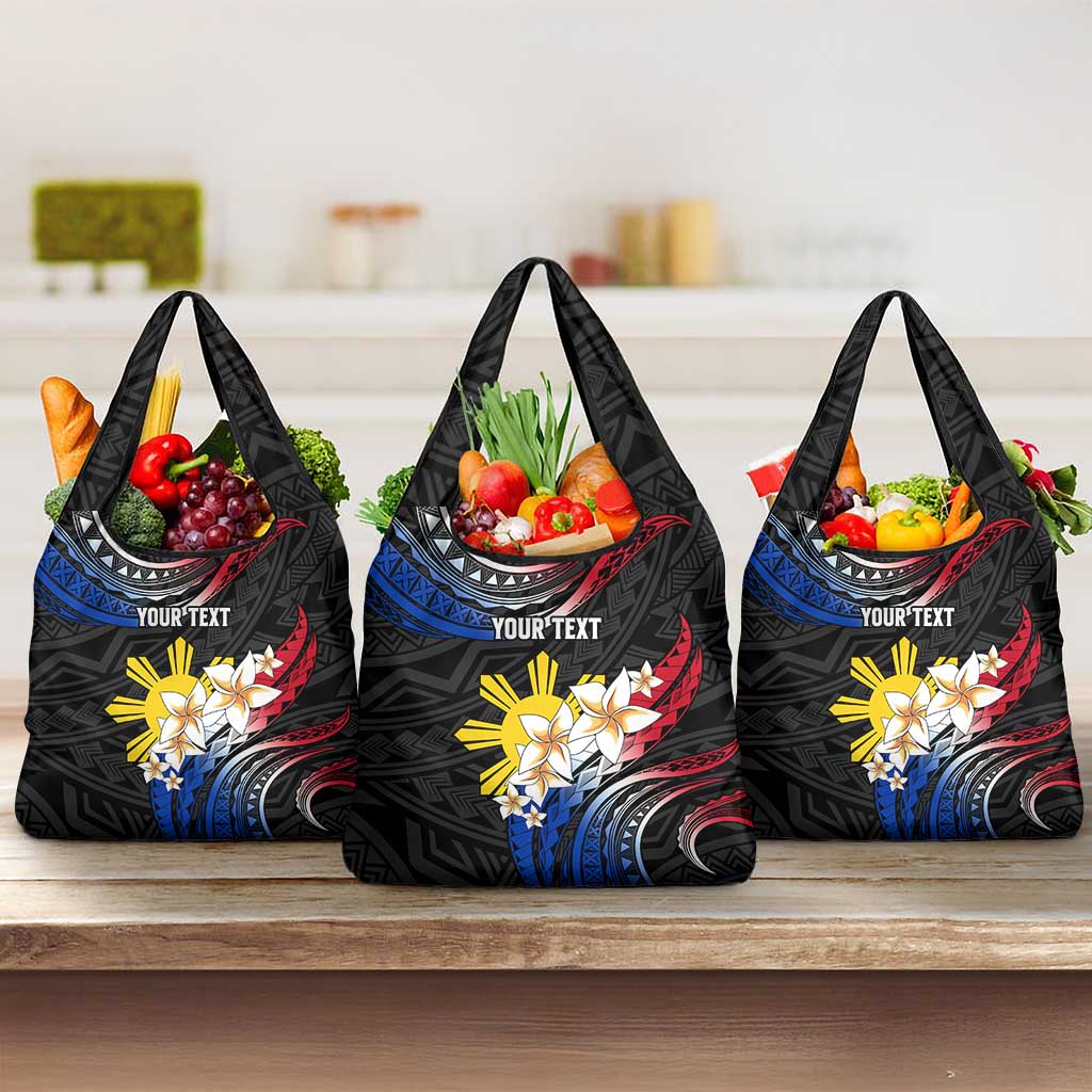 Personalised Philippines Tribal Grocery Bag Mix Plumeria - Flag Colors