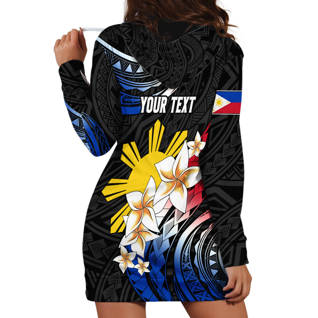 Personalised Philippines Tribal Hoodie Dress Mix Plumeria - Flag Colors LT7 - Polynesian Pride