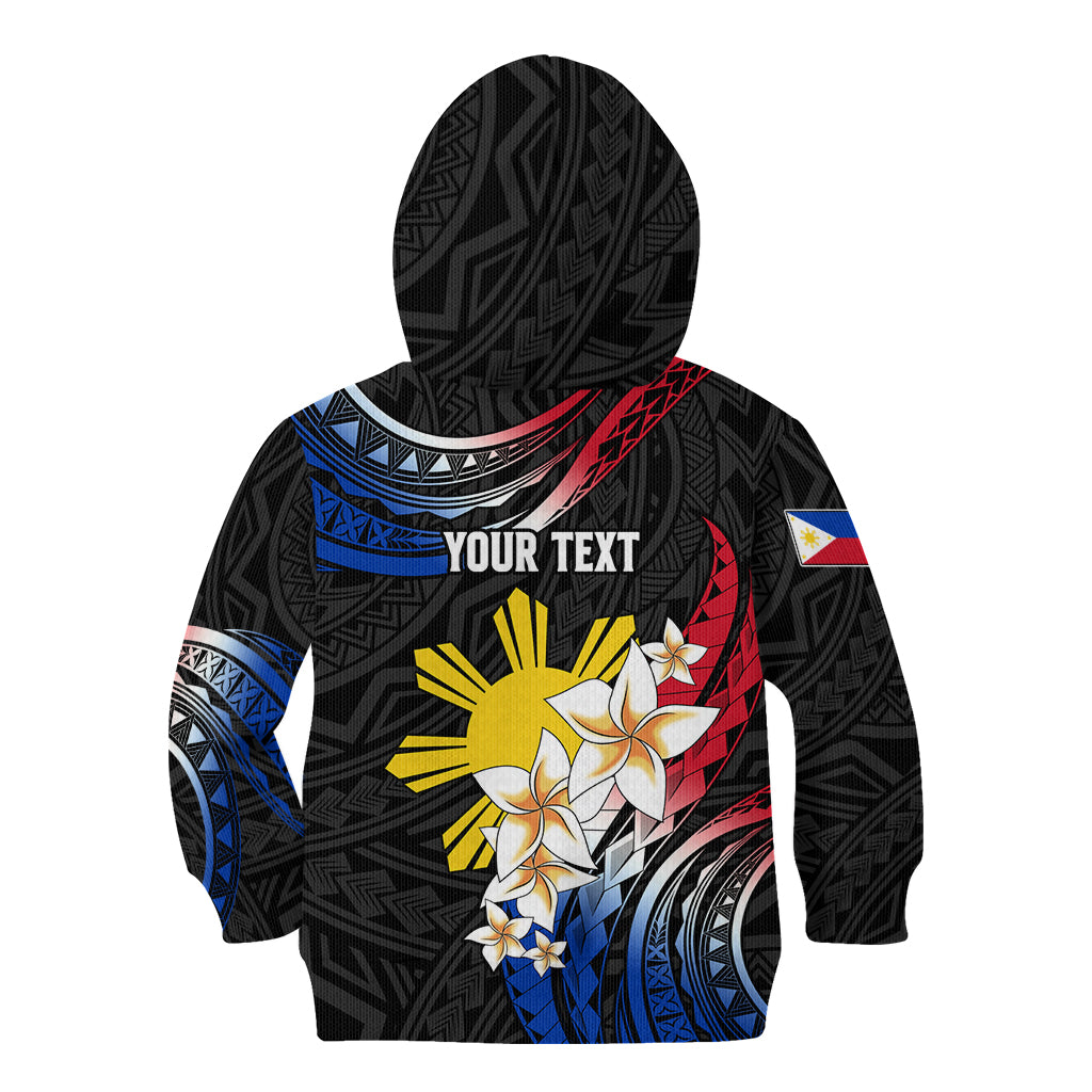 Personalised Philippines Tribal Kid Hoodie Mix Plumeria - Flag Colors LT7 - Polynesian Pride