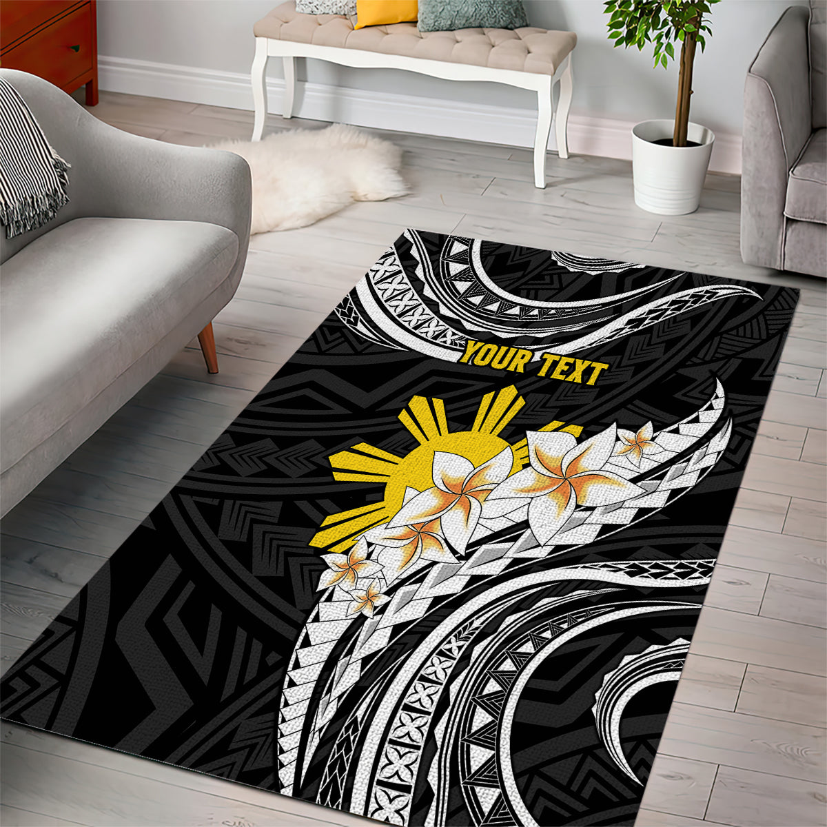 Personalised Philippines Tribal Area Rug Mix Plumeria LT7 - Polynesian Pride