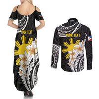 Personalised Philippines Tribal Couples Matching Summer Maxi Dress and Long Sleeve Button Shirt Mix Plumeria LT7 - Polynesian Pride