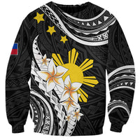Personalised Philippines Tribal Sweatshirt Mix Plumeria LT7 Unisex Black - Polynesian Pride