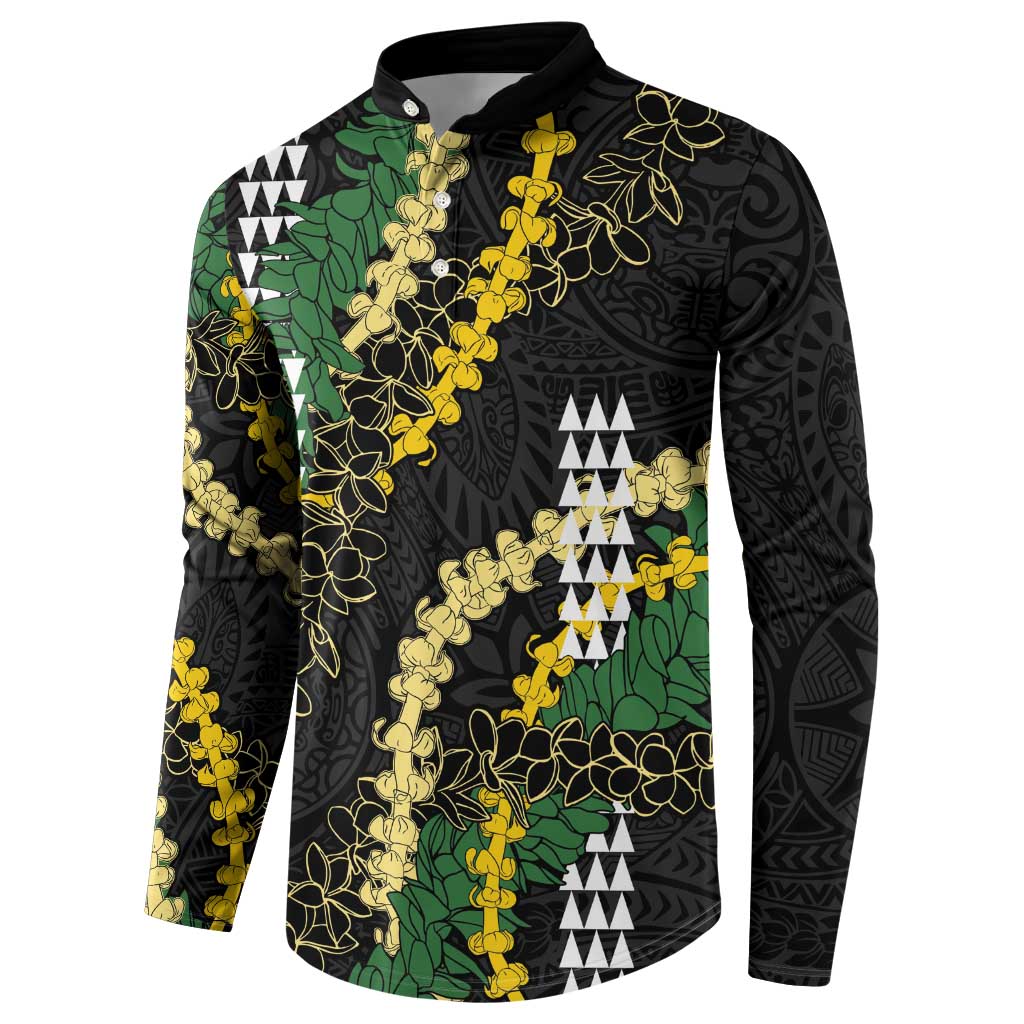 Hawaii Aloha Kakau Button Sweatshirt Puakenikeni and Maile Lei Twist