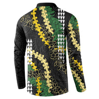 Hawaii Aloha Kakau Button Sweatshirt Puakenikeni and Maile Lei Twist