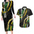 Hawaii Aloha Kakau Couples Matching Long Sleeve Bodycon Dress and Hawaiian Shirt Puakenikeni and Maile Lei Twist