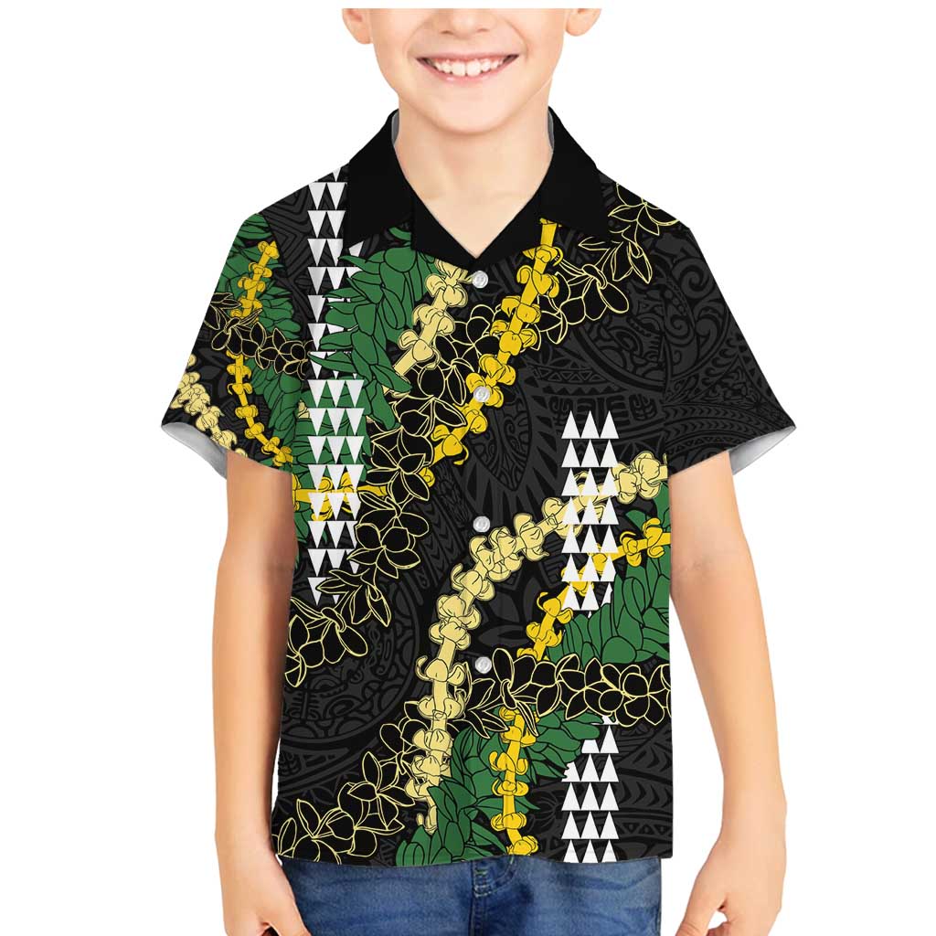 Hawaii Aloha Kakau Family Matching Mermaid Dress and Hawaiian Shirt Puakenikeni and Maile Lei Twist