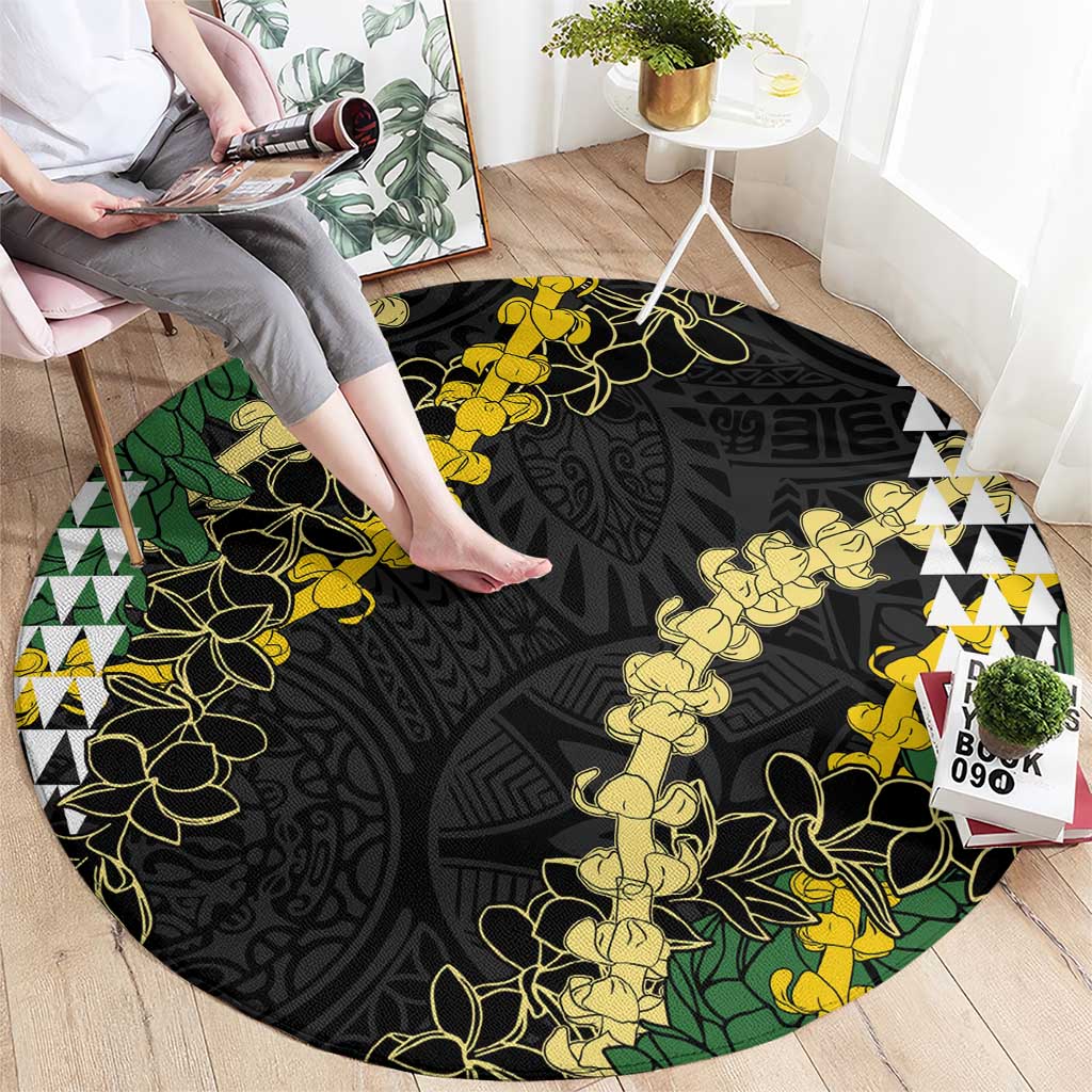 Hawaii Aloha Kakau Round Carpet Puakenikeni and Maile Lei Twist LT7 - Polynesian Pride